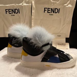 Fendi Artic Marble Fox Fur Sneakers